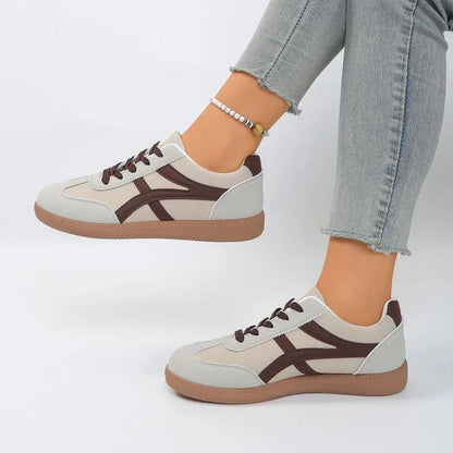 Large Size Women's Running Shoes Fashionable Retro Casual All-Match Flat Bottom Sports Sneakers Autumn Season White Shoes
