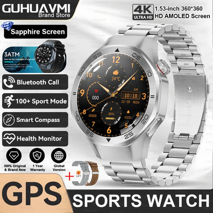 2026New Luxury Mens GPS Motion Smart Watch Military Wristwatch Waterproof Compass Altimeter Man Electron Sports Business Watches