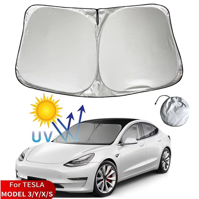 Windshield Sunshade for Tesla Model Y 3 X S 2017-2026 Folding Front Window Sun Shade Cover Heat Protection Visor Accessories