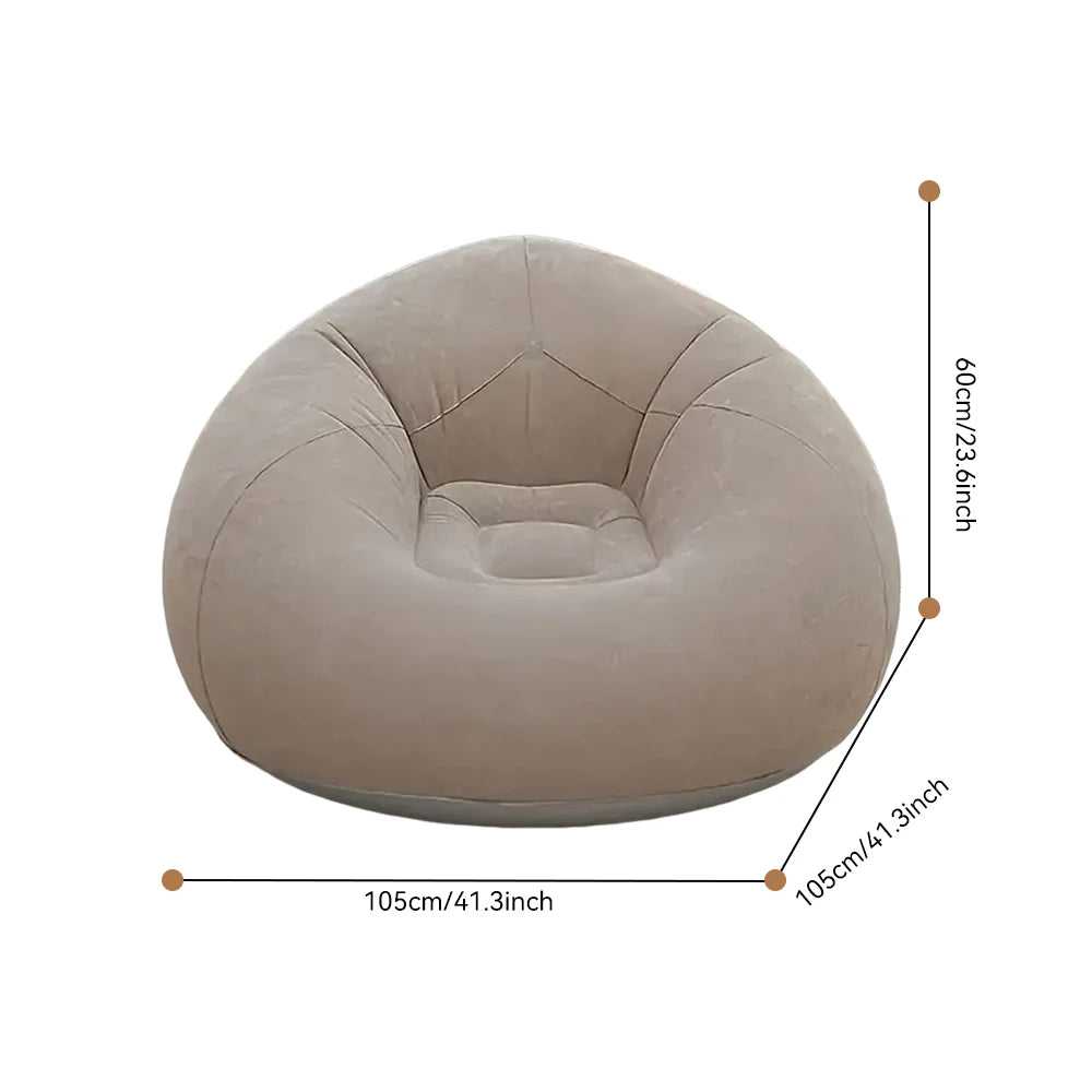 Portable Large Lazy Inflatable Sofa Chair Foldable PVC Flocking Couch Chair For Home Living Room Bedroom Outdoor  Beach Camping