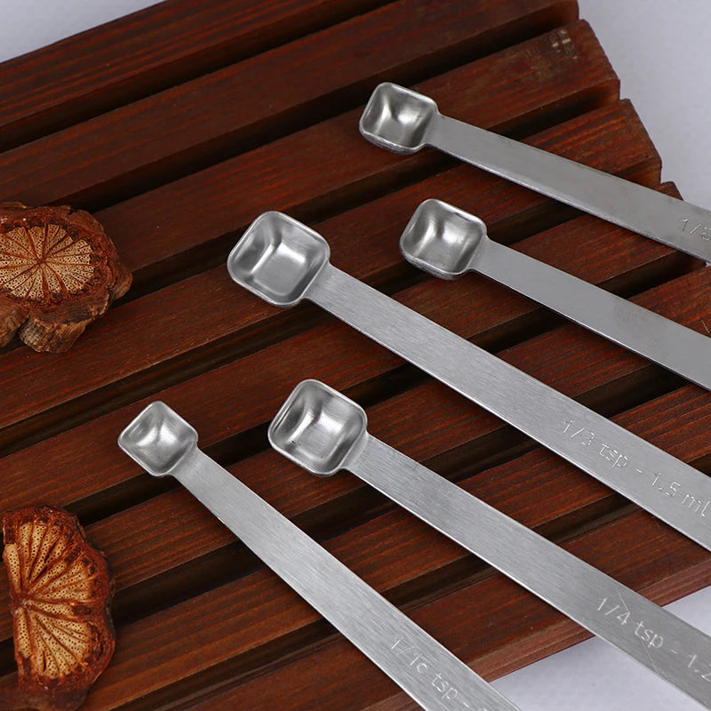 5Pcs/Set Stainless Steel Small Measuring Spoons Seasoning Dry And Liquid Ingredients Kitchen Accurate Cooking Gadgets