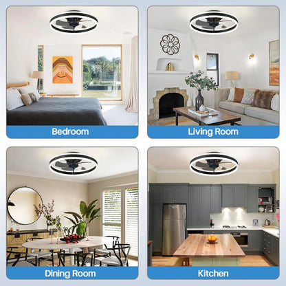 Modern Ceiling Fan (With Lighting) Silent LED Dimmable Ceiling Fan (With Remote Control) for Bedroom Study Dining Room,