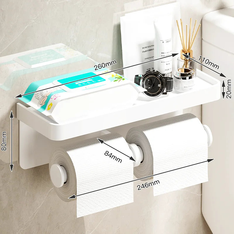 Aluminum alloy Toilet paper holder Toilet Paper Holder Wall-Mounted WC Paper Phone Holder Shelf Towel Roll shelf Accessories