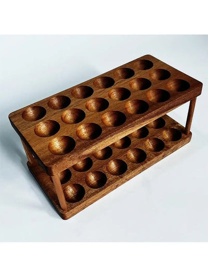 Real Wood Double Layer Egg Tray Kitchen Desktop Storage Rack Household Organizer Display Shelf Multi-Purpose Storage Solution