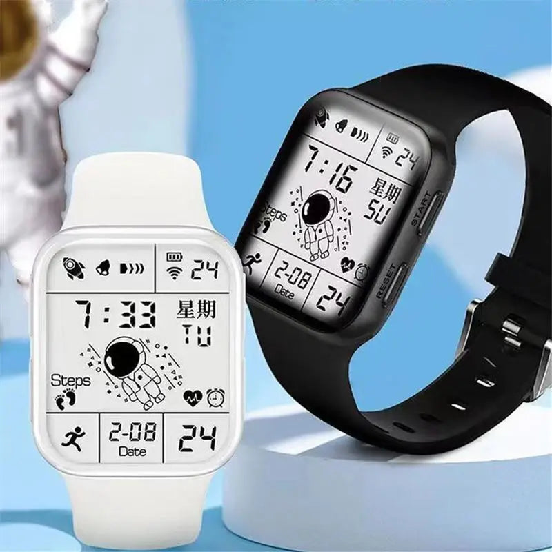Fashion Digital Watch for Men Women Kids Spaceman Sweaterproof Sport Watches Multifunction Clock Student Electronic Wristwatch