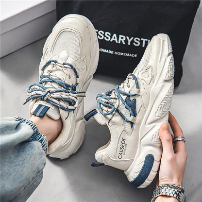 Streetwear Men's Mesh Platform Sneakers 2026 Spring New Anti Slip Height Increasing Casual Youth All Mat Footwear