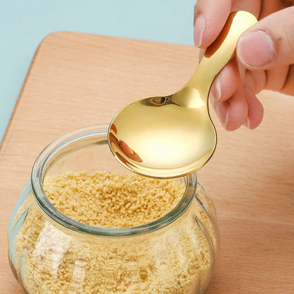 5Pcs Salt Sugar Spice Spoons Tea Coffee Scoop Mini Gold Stainless Steel Spoon Set Small Kitchen Spoon For Jars Containers