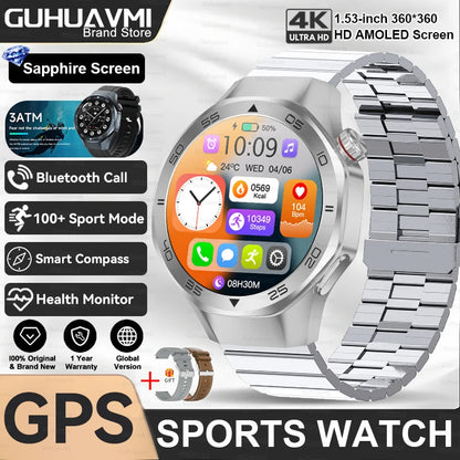 2026New Luxury Mens GPS Motion Smart Watch Military Wristwatch Waterproof Compass Altimeter Man Electron Sports Business Watches