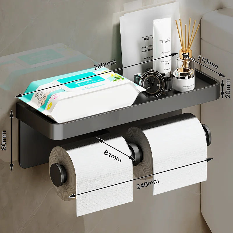 Aluminum alloy Toilet paper holder Toilet Paper Holder Wall-Mounted WC Paper Phone Holder Shelf Towel Roll shelf Accessories