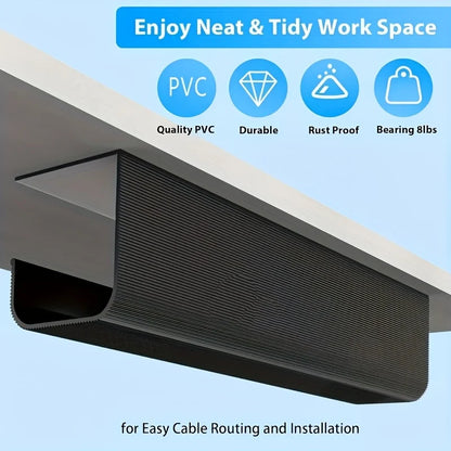 Wire Storage Slot 8.5cm/3.35in Under Desk Cable Management Tray Self Adhesive Cable Storage Rack Basket for Power Strip Adapter