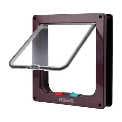 Cat Flap Door with 4 Way Security Lock Puppy Kitten Safety Pet Door ABS Plastic Small Pet Gate Pet Door and Sliding Door