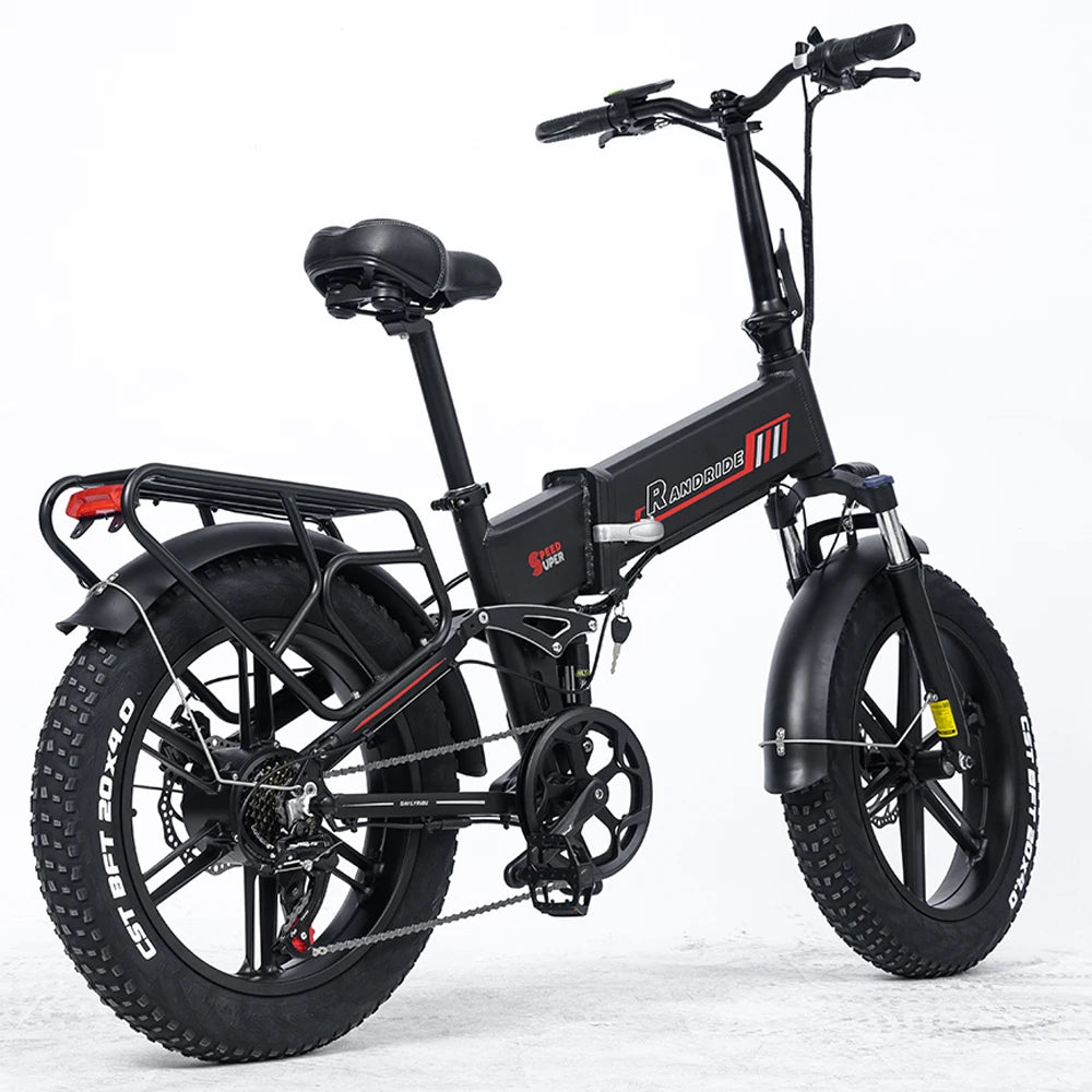 RANDRIDE YX20M Foldable Electric Bike 1000W 48V 17Ah Battery 20 Inch Full Suspension 7-Speed Urban Electric Bicycle For Adults