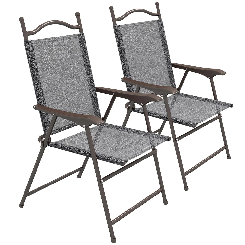 Portable Folding Camping Chairs With Armrests, High Back Breathable Mesh Outdoor Garden Chair Set, Foldable Space-Saving Patio Yard Leisure Chairs