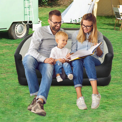 Double Outdoor Inflatable Sofa Air Sofa Bed & Air Pump for Living Room (Grey)