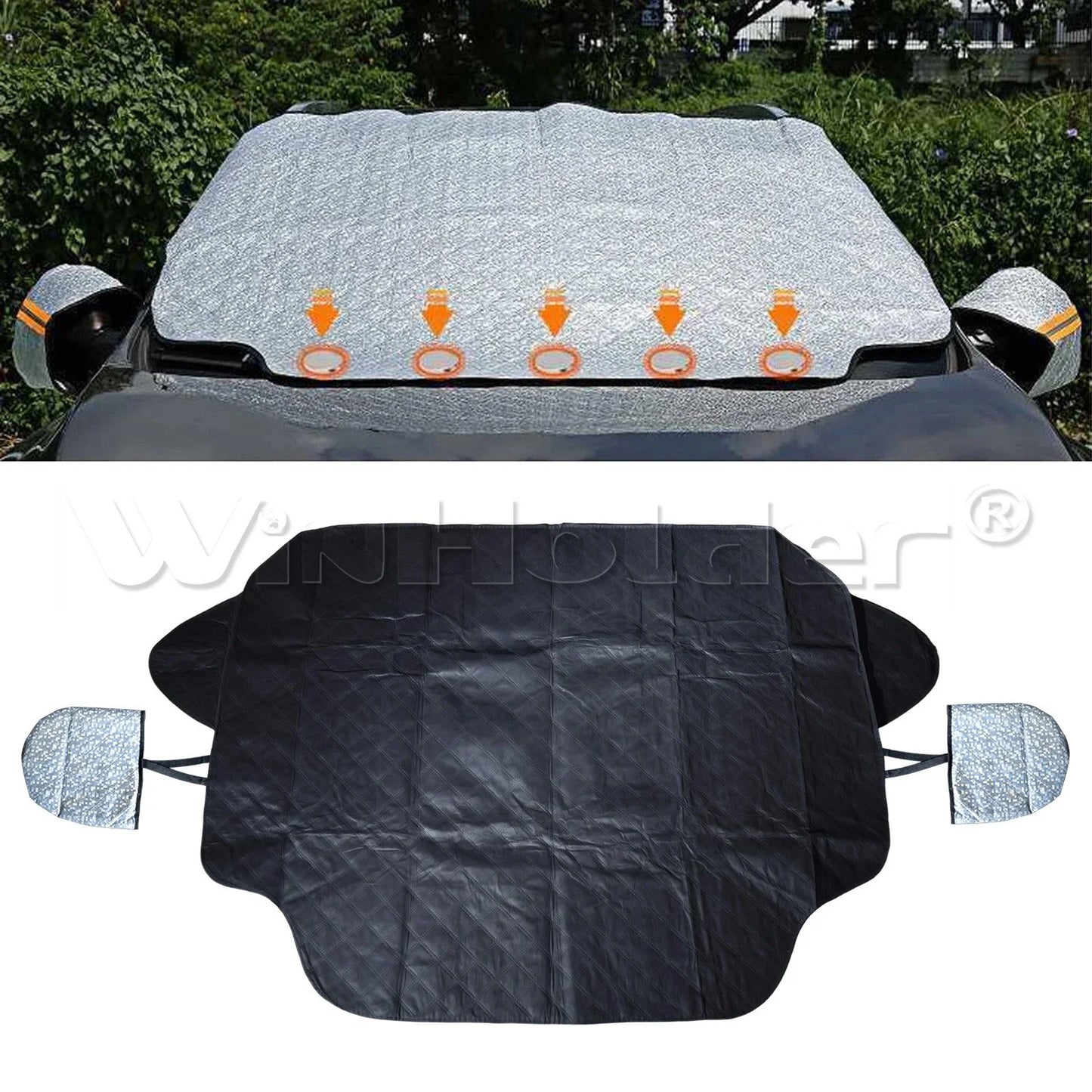 Magnetic Car Front Windshield Cover Automobile Sunshade UV Dust Snow Ice Protection Cover Winter Summer Windshield Shield Size 147cmx116cm / 110cmx145cm