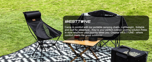 WESTTUNE Lightweight Folding High Back Camping Chair with Head Support Portable Compact Outdoor Travel Picnic Beach Longue Chair