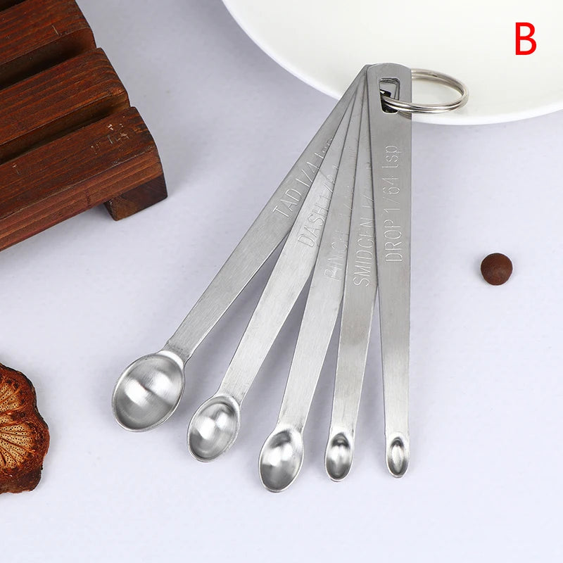 5Pcs/Set Stainless Steel Small Measuring Spoons Seasoning Dry And Liquid Ingredients Kitchen Accurate Cooking Gadgets