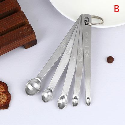 5Pcs/Set Stainless Steel Small Measuring Spoons Seasoning Dry And Liquid Ingredients Kitchen Accurate Cooking Gadgets