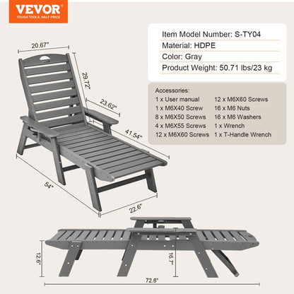SucceBuy Chaise Lounge Chair Weight Capacity Adjustable Patio Lounge Chair for Outdoor for Pool Poolside Deck Backyard Lawn