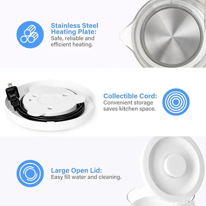 1.8L Electric Kettle 1500W Water Boiler Pot Tea Stainless Steel Kettle Auto Shut-Off Electric Kettle Home Kitchen Water Heater UK Plug