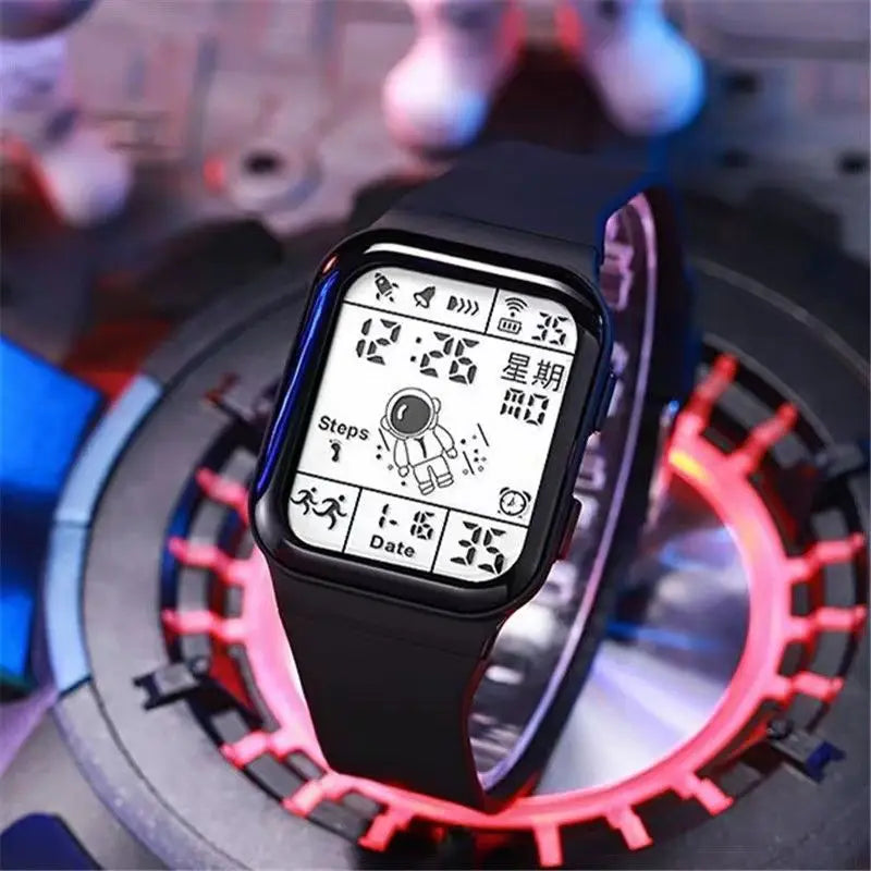 Fashion Digital Watch for Men Women Kids Spaceman Sweaterproof Sport Watches Multifunction Clock Student Electronic Wristwatch