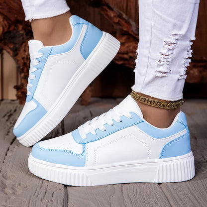 ZERJER Unisex Sneakers, New Arrival Large Size Classic Retro Men's Sports Skate Shoes, White Thick-Soled Tennis Shoes, Solid Col