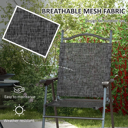 Portable Folding Camping Chairs With Armrests, High Back Breathable Mesh Outdoor Garden Chair Set, Foldable Space-Saving Patio Yard Leisure Chairs