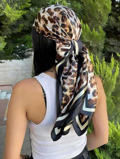 60Colors Luxury Scarf Women 70*70Cm Silk Feel Square Hair Wrapping Foulard Satin Shawl Big Size Head Bandana Hijab Handkerchief
