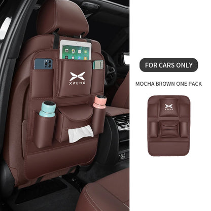 For XPeng P7 G6 G7 Car Seat Organizer Back Multi-pocket Storage Bag Rear Anti-wear Backrest Protection Anti-kick Pad Accessories
