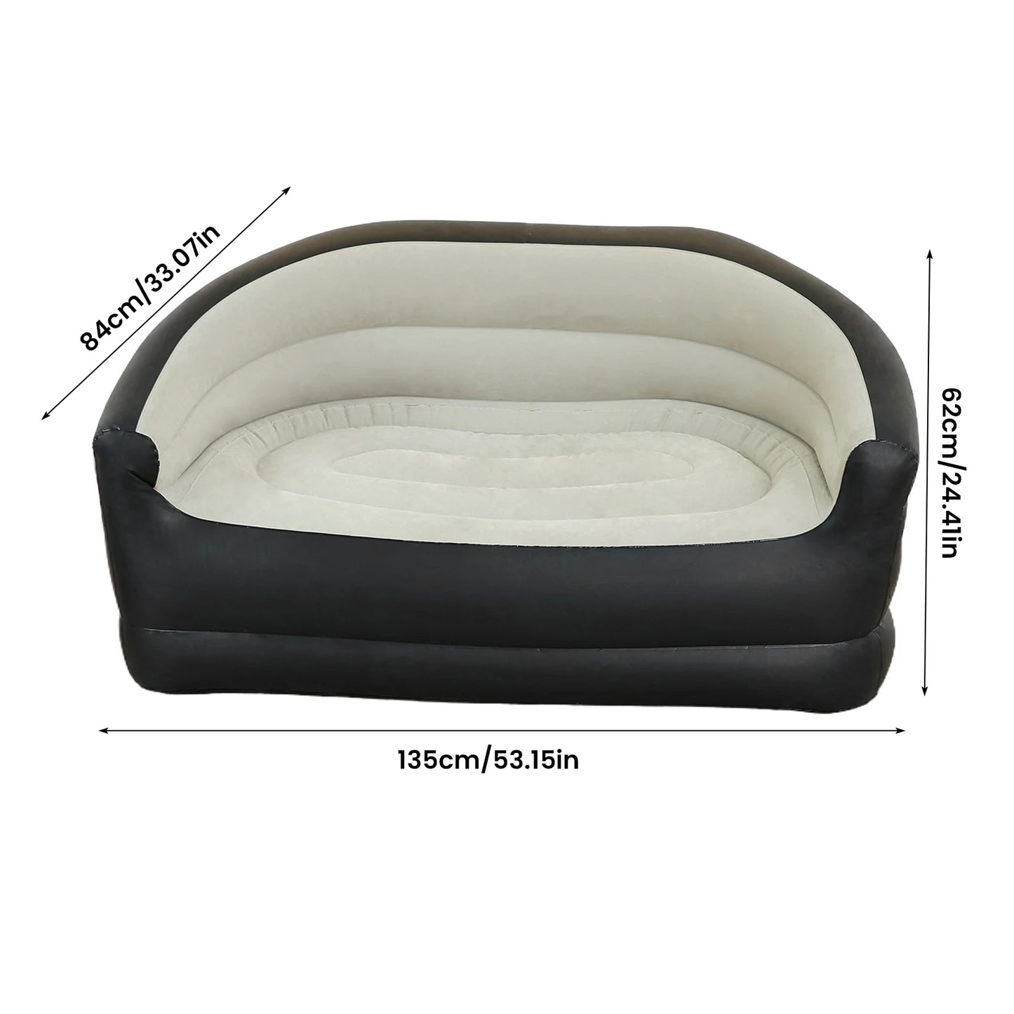 Double Outdoor Inflatable Sofa Air Sofa Bed & Air Pump for Living Room (Grey)