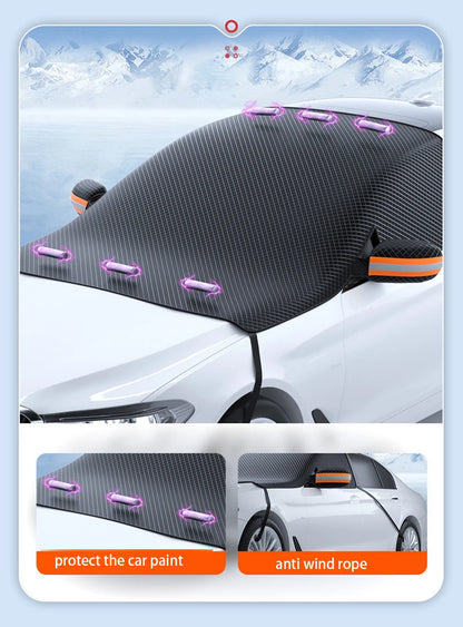 Magnetic Car Snow Cover Car Front Windscreen Cover Exterior Sunshade Snow Protection Snow Shield Half-Cover Windshield Cover