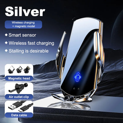 New Upgrade Car Magneti Mobile Phone Holder 15W Wireless Charging Portable Cellphone Bracket Stand In Auto Interior Accessories