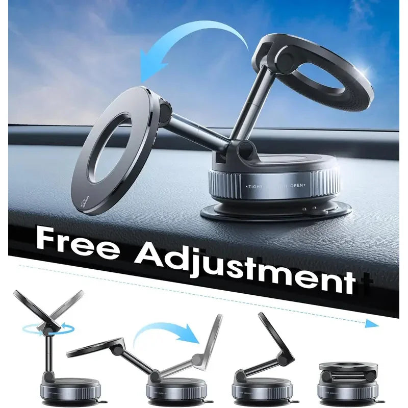 Folding Strong Magnet Magnetic Phone Holder 360° Rotation Desk Car Vacuum Suction Windshield Dashboard Mobile Holder