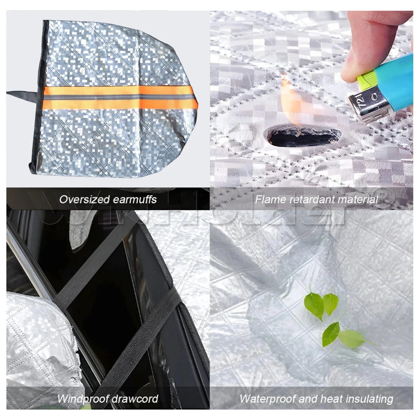 Magnetic Car Front Windshield Cover Automobile Sunshade UV Dust Snow Ice Protection Cover Winter Summer Windshield Shield Size 147cmx116cm / 110cmx145cm