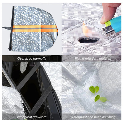 Magnetic Car Front Windshield Cover Automobile Sunshade UV Dust Snow Ice Protection Cover Winter Summer Windshield Shield Size 147cmx116cm / 110cmx145cm
