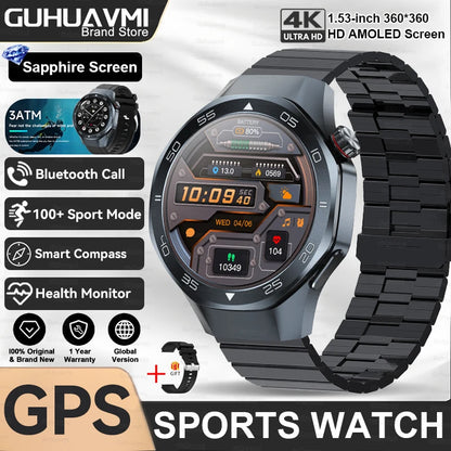 2026New Luxury Mens GPS Motion Smart Watch Military Wristwatch Waterproof Compass Altimeter Man Electron Sports Business Watches
