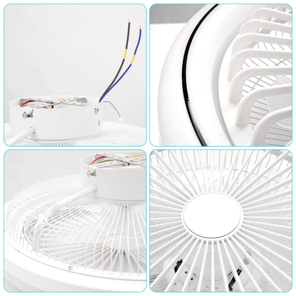 LED Bladeless Ceiling Fan Light Remote Control Dimmable Quiet Powerful Airflow for Living Room Bedroom Home Decor