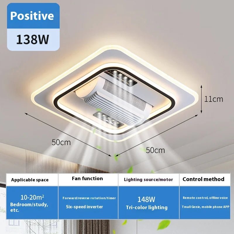 Summer living room bladeless silent fan light ceiling light modern minimalist lighting intelligent air conditioning