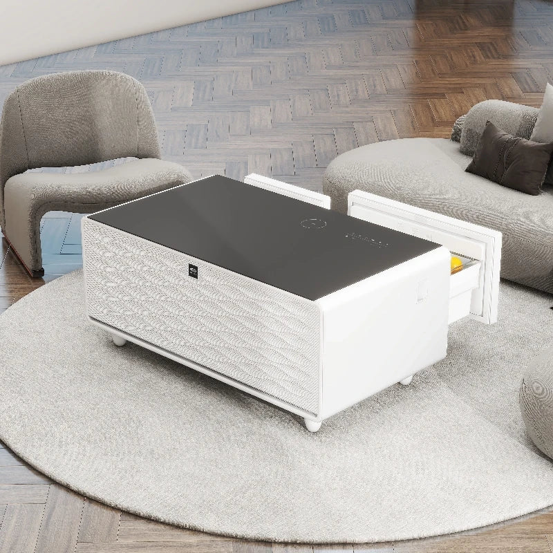 Home Smart Furniture 93L Refrigerator Modern Table Smart Coffee Table with 2 USB Ports Wireless Phone Charging Coffee Tables