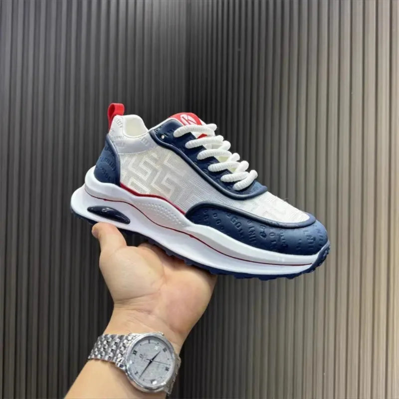 2026 New Summer Men's Ins Trendy White Mesh Footwear Breathable Thick Platform Sole Casual Daily Outdoor Sports Sneakers
