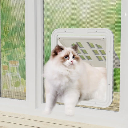 Self-Closing Dog Screen Door Magnetic Flap Reinforced Pet Lockable Screen Door 4 Entry Ways Heavy Duty Cat Door Hole