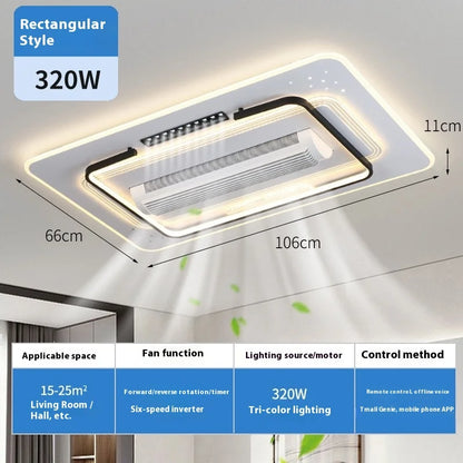 Summer living room bladeless silent fan light ceiling light modern minimalist lighting intelligent air conditioning