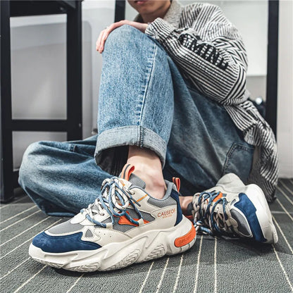 Streetwear Men's Mesh Platform Sneakers 2026 Spring New Anti Slip Height Increasing Casual Youth All Mat Footwear