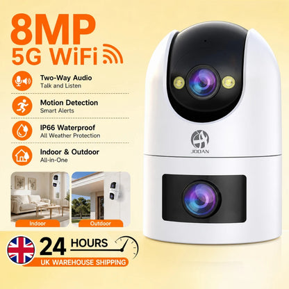 CAM720 8MP WiFi IP Camera Dual Lens Outdoor Surveillance Camera Auto Tracking Baby Monitor Night Vision 5X Zoom Indoor Cameras