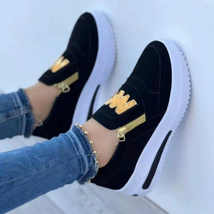 Women's Sneakers Platform Shoes Side Zipper M Printed Women Vulcanized Shoes Lightweight Casual Shoe Plus Size 43 Women Shoes