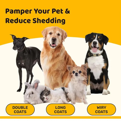 3 In 1 Dual Head Pet Deshedding Brush Fur Knot Cutter Comb Efficient Hair Remover Comfort Grip Grooming Tool For Dogs Cats