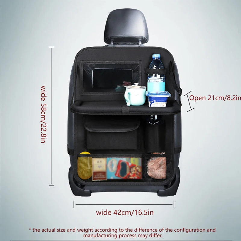 Car Back Seat Storage Holder Multi-Pocket Waterproof Organizer Large Capacit with Foldable Tray Cup/Tissue Holder Storage Pocket
