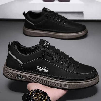 Men's White Platform Sneakers 2026 Autumn Breathable PU Thick Sole Casual Daily Streetwear Korean Style Footwear