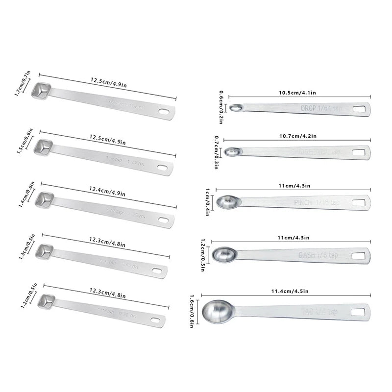 5Pcs/Set Stainless Steel Small Measuring Spoons Seasoning Dry And Liquid Ingredients Kitchen Accurate Cooking Gadgets