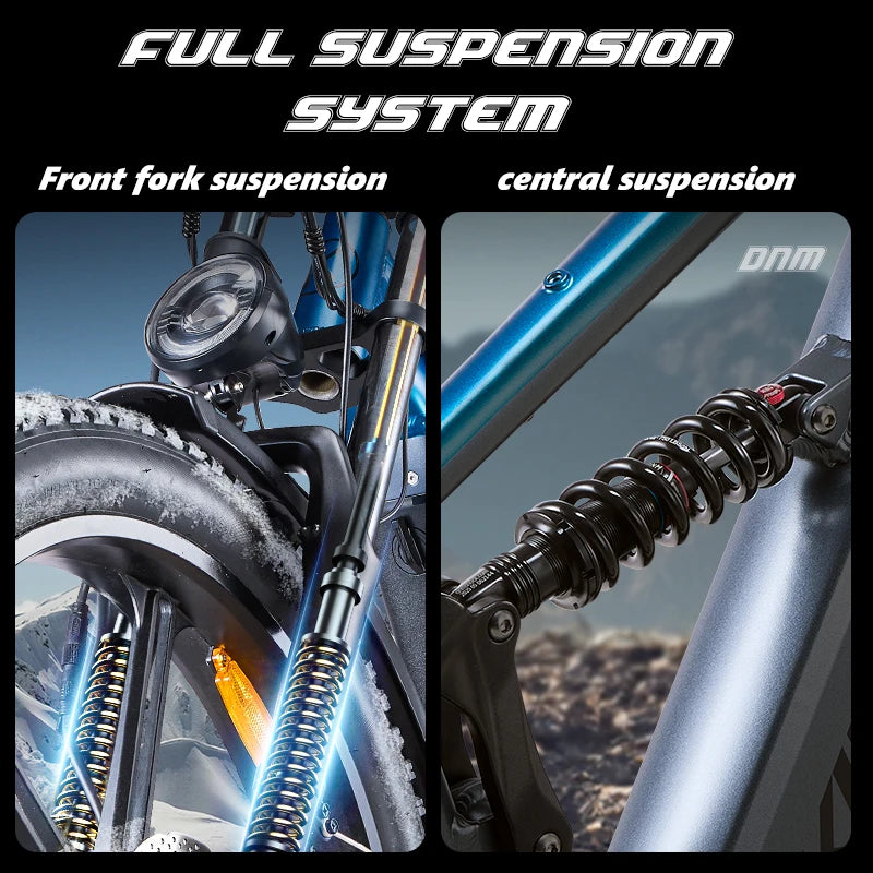 KIMDYMA K03 3000W Dual Motor Electric Bike for Adults, 48V Lithium Battery 26" Fat Tyre All-Terrain E-bike with Hydraulic Brakes